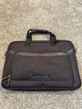 Samsonite Black fabric zip close Laptop Briefcase Bag work office carry storage